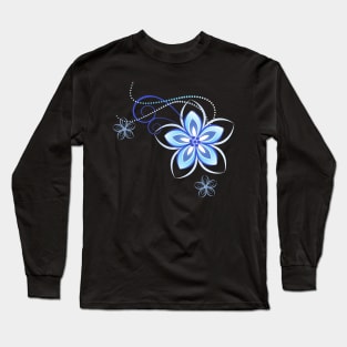 Mystic Blue Flower, Floral Design  - Nature Beauty Long Sleeve T-Shirt